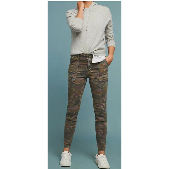 Anthropologie Slim Camo Button Fly Jefferson Utility Pants Size 28 - Picture 1 of 11